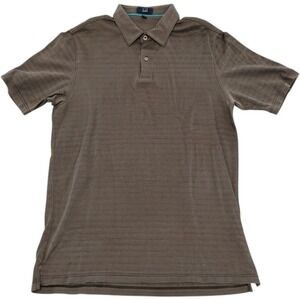 Dunhill Links Mens Large Grey Textured Stripe Cotton Blend Polo Shirt SS